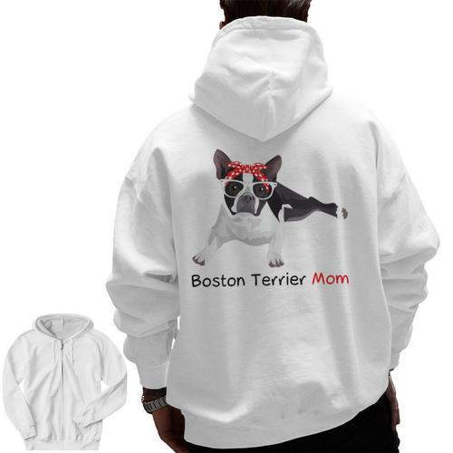 Boston Terrier Mom Bandana Boston Terrier Dog Men Zip Up Hoodie Back Print - Bostonterriersmerch.com