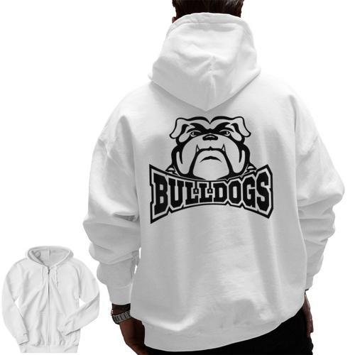 Bulldogs Teacher Student School Sports Fan Team Spirit Men Zip Up Hoodie Back Print - teacherstshirts.com DE
