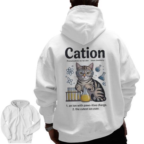 Cation Shirt Cat Science Chemistry Teacher Chemist Pun Men Zip Up Hoodie Back Print - teacherstshirts.com