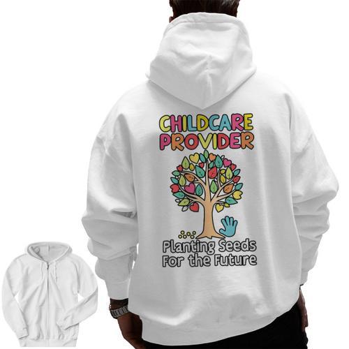 Childcare Provider Job Daycare Provider Daycare Teacher Men Zip Up Hoodie Back Print - teacherstshirts.com DE