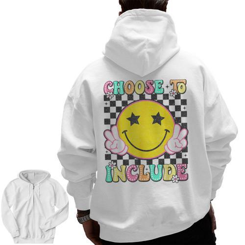 Choose To Include Special Education Teacher Autism Awareness Men Zip Up Hoodie Back Print - teacherstshirts.com