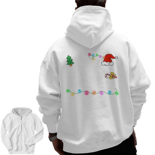 Is It Christmas Break Yet Teacher Xmas Light Santa Hat Men Zip Up Hoodie Back Print - teacherstshirts.com AU