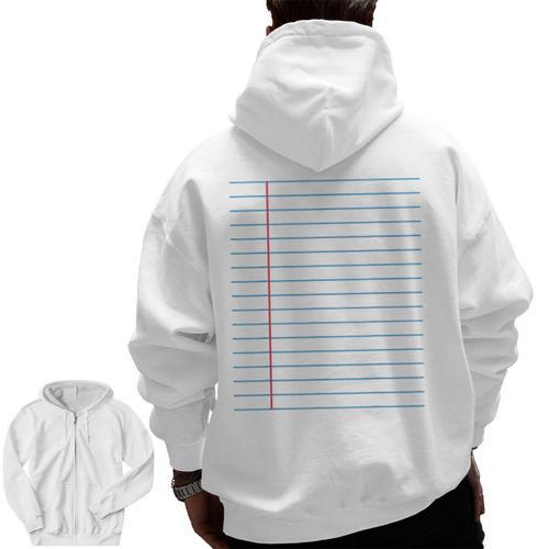 College Ruled Lined Paper Student Teacher Professor Costume Men Zip Up Hoodie Back Print - teacherstshirts.com UK