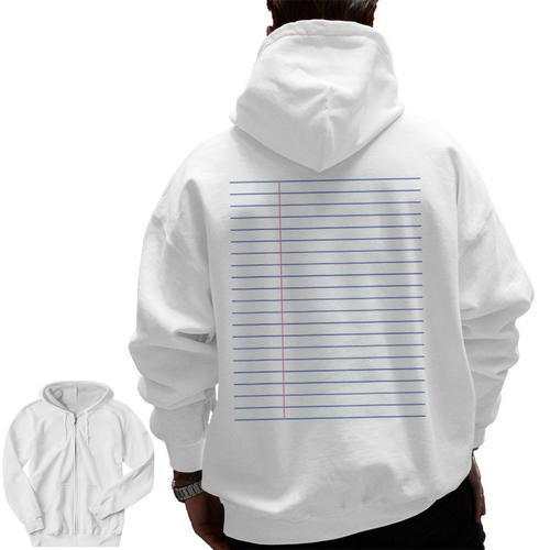 Colleged Ruled Paper Lined Writer Student Professor Teacher Men Zip Up Hoodie Back Print - teacherstshirts.com UK