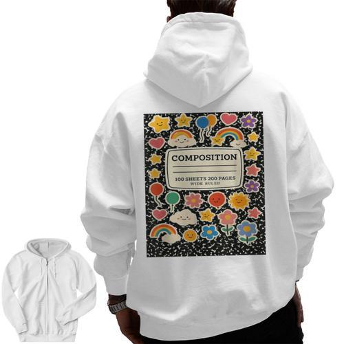Composition Notebook Costume Teacher Matching Halloween Book Men Zip Up Hoodie Back Print - teacherstshirts.com AU