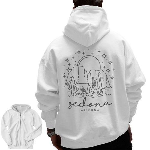 Cool Vintage Cactus Sedona Arizona Camping Souvenir Men Zip Up Hoodie Back Print - Bostonterriersmerch.com