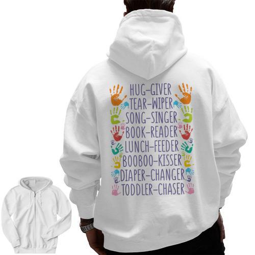 Daycare Provider Daycare Teacher Childcare Provider Men Zip Up Hoodie Back Print - teacherstshirts.com DE