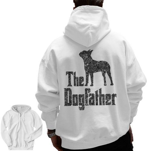 The Dogfather Boston Terrier Dog Funny Dog Gift T-Shirt For Men Women Girls Kids Men Zip Up Hoodie Back Print - Bostonterriersmerch.com CA