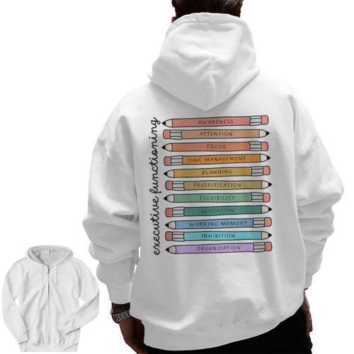 Executive Functioning Skills Back To School Sped Teacher SLP Men Zip Up Hoodie Back Print - teacherstshirts.com