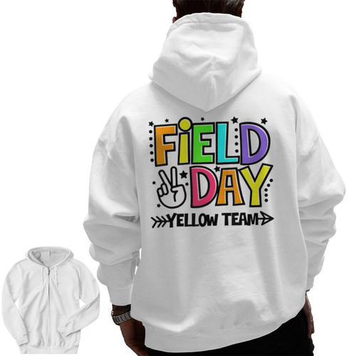 Field Day Yellow Team For Teacher Kids Field Day Games Men Zip Up Hoodie Back Print - teacherstshirts.com