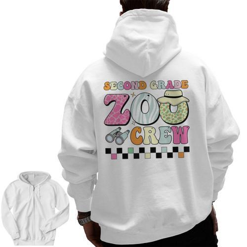 Field Zoo Trip Shirt For Teacher Second Grade Crew Men Zip Up Hoodie Back Print - teacherstshirts.com UK