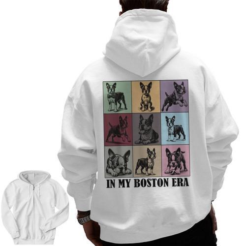 Funny Boston Terrier Quote In My Boston Terrier Era Cool Dog Men Women Men Zip Up Hoodie Back Print - Bostonterriersmerch.com CA
