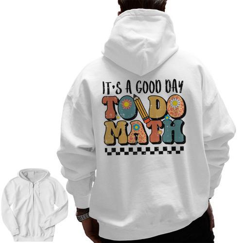 Good Day To Do Math Teacher Vintage Groovy Nerd Women Men Men Zip Up Hoodie Back Print - teacherstshirts.com UK
