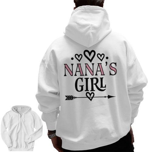 Granddaughter Nanas Girl Men Zip Up Hoodie Back Print - Bostonterriersmerch.com