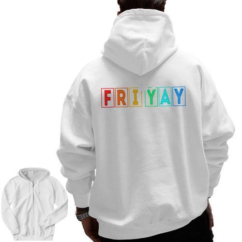 Happy Fri Yay Teacher Friday Men Zip Up Hoodie Back Print - teacherstshirts.com