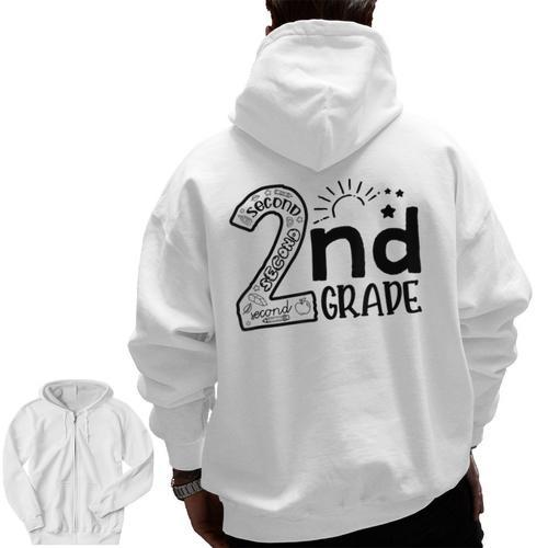 Hello On To 2nd Grade Teachers Boys And Team Secound Grade Men Zip Up Hoodie Back Print - teacherstshirts.com AU