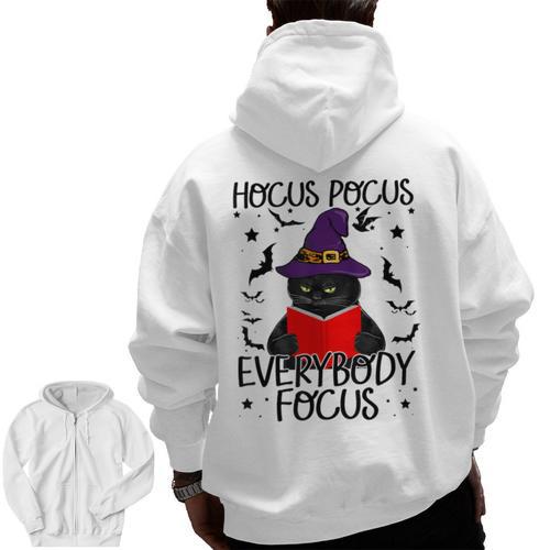Hocus Pocus Everybody Focus Halloween Teacher For Men Women Men Zip Up Hoodie Back Print - teacherstshirts.com