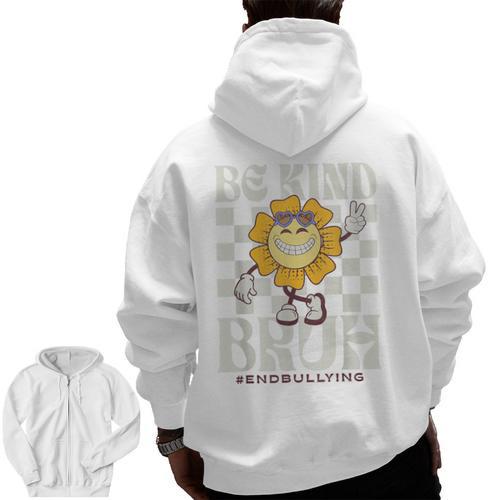 Be Kind Unity Day Orange Anti Bullying For Kids Teachers Men Zip Up Hoodie Back Print - teacherstshirts.com AU