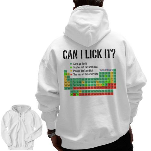 Can I Lick It Periodic Table Chart Science Teacher Men Zip Up Hoodie Back Print - teacherstshirts.com UK