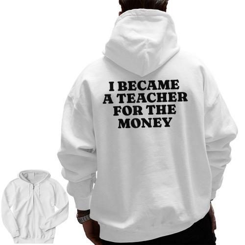 Lie Teacher Saying Humor School Class Women's Men Zip Up Hoodie Back Print - teacherstshirts.com DE