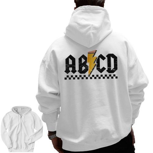 Lightning Pencil Rock'n Roll ABCD Teacher Back To School Kid Men Zip Up Hoodie Back Print - teacherstshirts.com AU