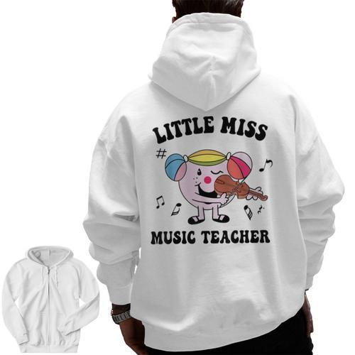 Little Miss Music Teacher Music Teacher Team Men Zip Up Hoodie Back Print - teacherstshirts.com