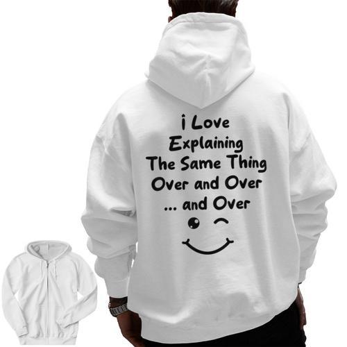 I Love Explaining The Same Thing Teacher Lie Party Men Zip Up Hoodie Back Print - teacherstshirts.com UK