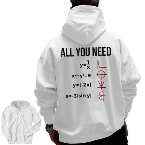 Math Graphs Mathematics Math Teacher Men Zip Up Hoodie Back Print - teacherstshirts.com AU