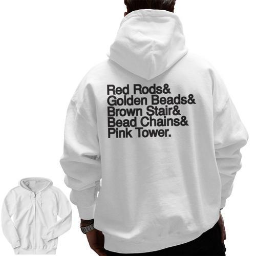 Montessori Helvetica Education Teacher Men Zip Up Hoodie Back Print - teacherstshirts.com