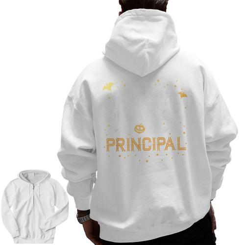 Nothing Scares Me I'm A Principal Teacher Halloween School For Men Women Kids Men Zip Up Hoodie Back Print - teacherstshirts.com