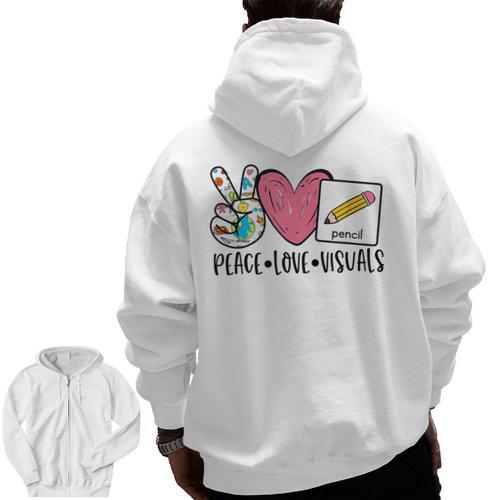 Peace Love Visuals Special Education Teacher Dream Team Men Zip Up Hoodie Back Print - teacherstshirts.com UK