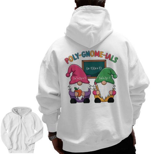 Poly-Gnome-Ials Algebra Teacher Calcul Teacher Men Zip Up Hoodie Back Print - teacherstshirts.com CA