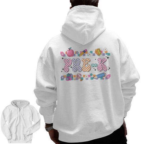 Pre-K Back To School Teachers Kids 1st Day Of School Men Zip Up Hoodie Back Print - teacherstshirts.com AU