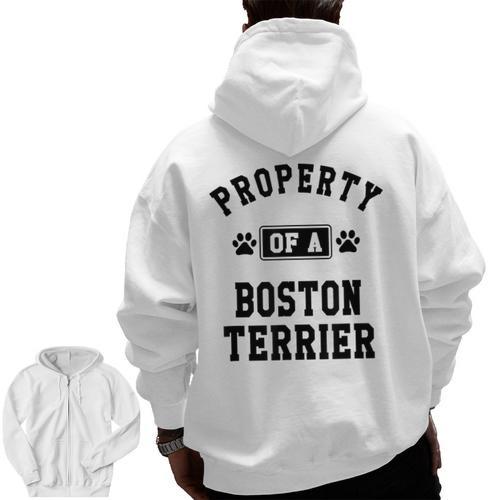 Property Of Boston Terrier Boston Terrier Shirt Men Zip Up Hoodie Back Print - Bostonterriersmerch.com