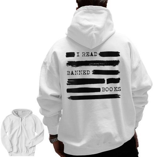 I Read Banned Books Banned Books Week Librarian Teacher Men Zip Up Hoodie Back Print - teacherstshirts.com AU