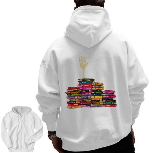 Reading Books Librarian Reader Nerd I'm Ok Teacher School Men Zip Up Hoodie Back Print - teacherstshirts.com
