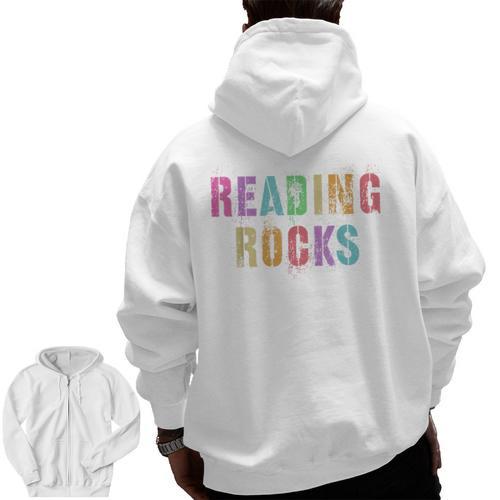 READING ROCKS English Teacher ELA ABCD Read Star Kinder Men Zip Up Hoodie Back Print - teacherstshirts.com UK