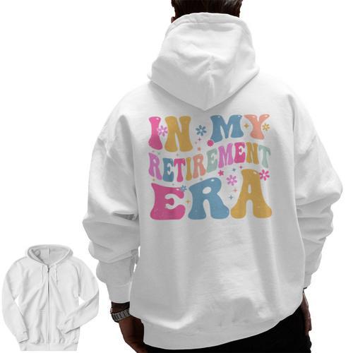 Retro Groovy Retirement Era Retired Teacher Men Zip Up Hoodie Back Print - teacherstshirts.com AU