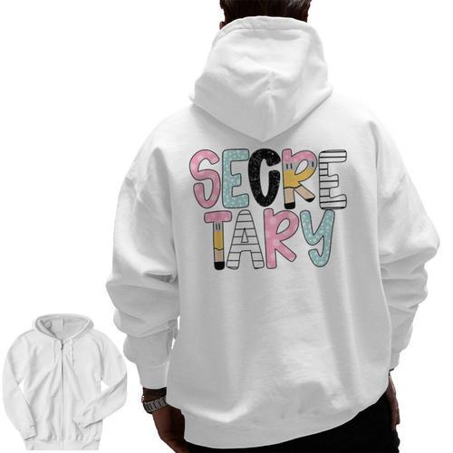 Retro Secretary Back To School Teacher Appreciation Men Zip Up Hoodie Back Print - teacherstshirts.com