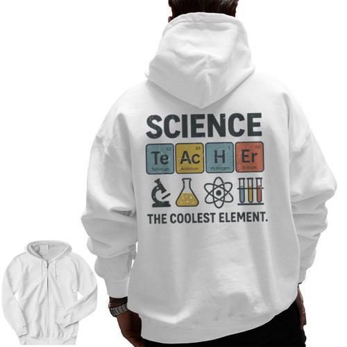 Science Teacher Periodic Table Jokes Chemistry Pun Men Zip Up Hoodie Back Print - teacherstshirts.com UK