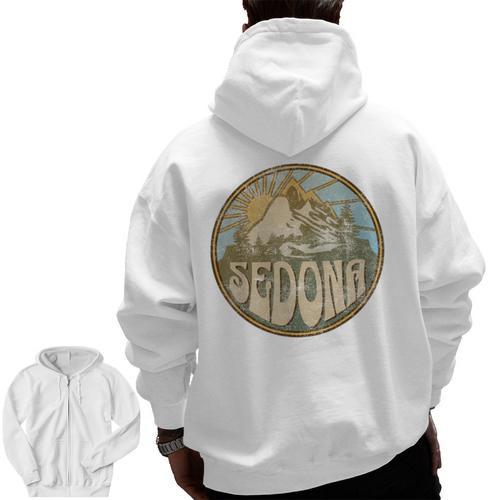 Sedona Arizona Nature Mountains Hiking Outdoors Men Zip Up Hoodie Back Print - Bostonterriersmerch.com
