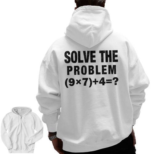 Solve The Problem 9×74 Math Teacher Men Zip Up Hoodie Back Print - teacherstshirts.com UK