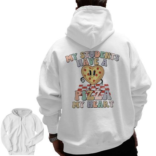 My Students Have A Pizza-My-Heart Valentines Day Teacher Men Zip Up Hoodie Back Print - teacherstshirts.com