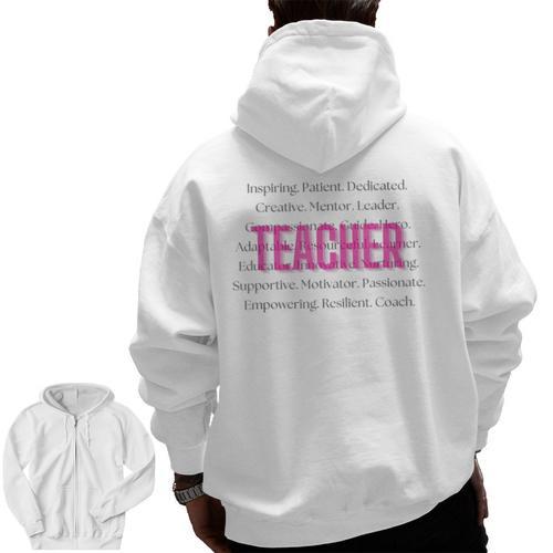 TEACH Inspirational Teacher Comfortable & Stylish T-Shirt Men Zip Up Hoodie Back Print - teacherstshirts.com DE