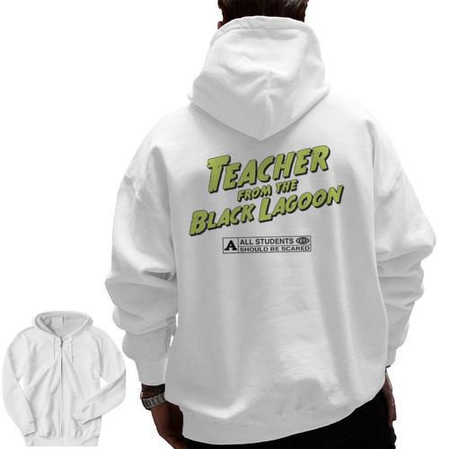 Teacher Halloween Tshirt Teacher From The Lagoon Men Women Men Zip Up Hoodie Back Print - teacherstshirts.com AU