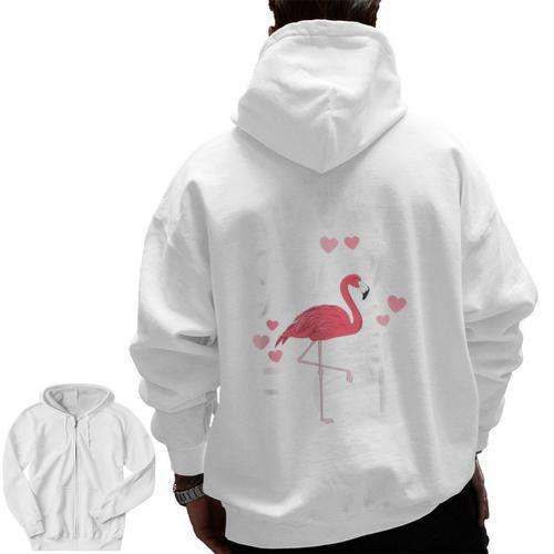 This Teacher Loves Her Flock Flamingo Teacher Class Men Zip Up Hoodie Back Print - teacherstshirts.com UK