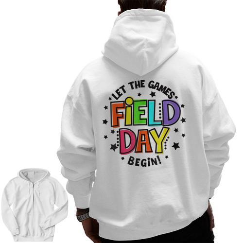 Teacher Student Field Day Let The Games Begin Field Day Men Zip Up Hoodie Back Print - teacherstshirts.com