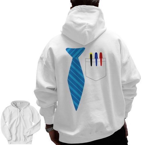Teacher Tie & Pocket Protector Costume School Men Zip Up Hoodie Back Print - teacherstshirts.com AU