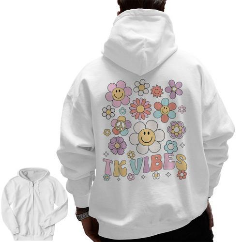 TK Vibes Back To School TK Girl Kid TK Team TK Teacher Women Men Zip Up Hoodie Back Print - teacherstshirts.com DE
