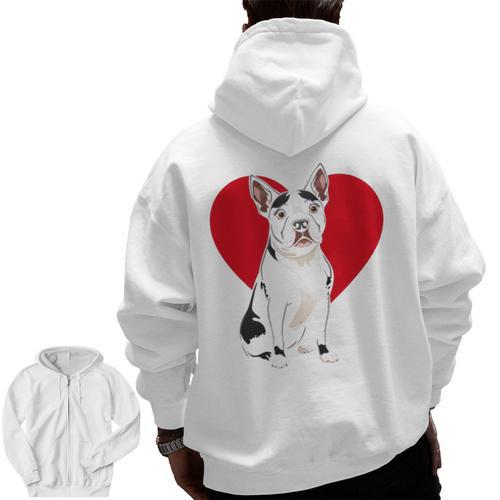 Valentine's Day Boston Terrier Lover Men Zip Up Hoodie Back Print - Bostonterriersmerch.com